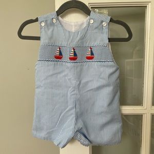 Petit Bebe Smocked Shortall/romper/JonJon